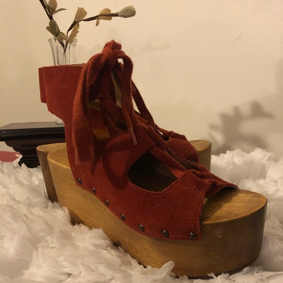 Spending all of our days in the Miller Rust Slip On  Kelsie Dagger Brooklyn Rust Suede Platform Sandal